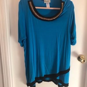 Size 2X blue glitterscape top.
